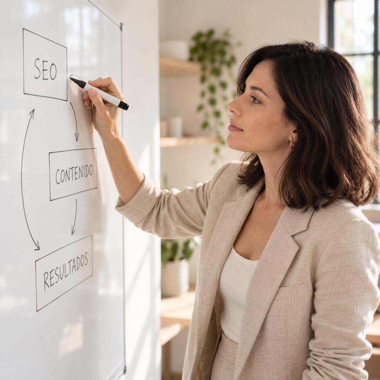 SEO strategy on a whiteboard